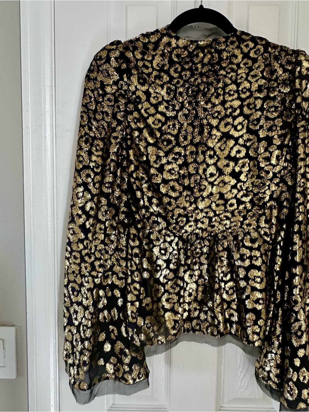 Women’s Roberto Cavalli V-Neck Half Zip Jacket Sz 40/4, Gold Velvet, Silk Hem - Picture 5 of 10